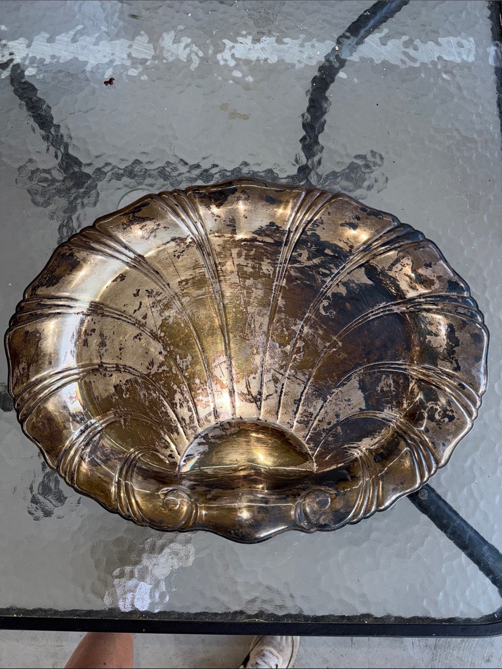 VTG Rogers Neptune Large Silverplate footed serving Tray shell